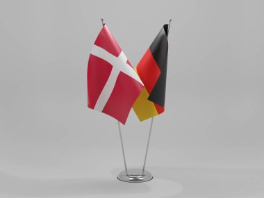 Almanya - Danimarka İşbirliği Bayrakları, Beyaz Arkaplan - 3D Yapılandırma