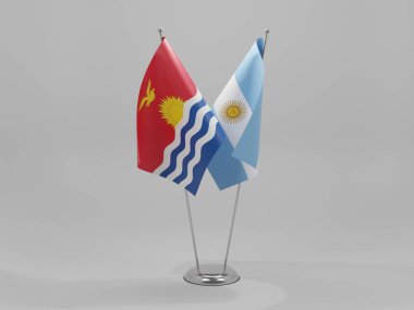 Arjantin - Kiribati İşbirliği Bayrakları, Beyaz Arkaplan - 3D Render