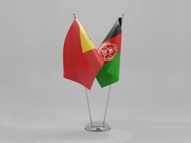 Afganistan - Doğu Timor İşbirliği Bayrakları, Beyaz Arkaplan - 3D Render