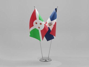 Dominik Cumhuriyeti - Burundi İşbirliği Bayrakları, Beyaz Arkaplan - 3D Render