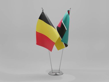 Mozambik - Belçika İşbirliği Bayrakları, Beyaz Arkaplan - 3D Render