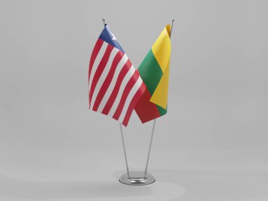 Litvanya - Liberya İşbirliği Bayrakları, Beyaz Arkaplan - 3D Render