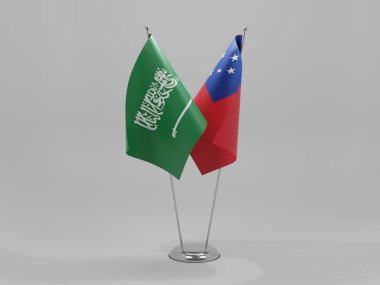 Samoa - Suudi Arabistan İşbirliği Bayrakları, Beyaz Arkaplan - 3D Render