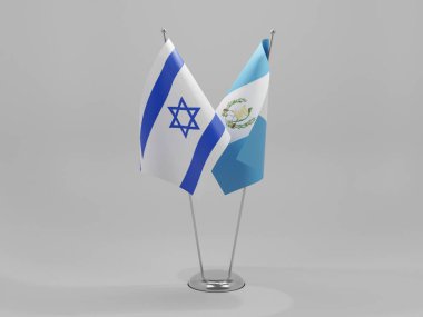 Guatemala - İsrail İşbirliği Bayrakları, Beyaz Arkaplan - 3D Render
