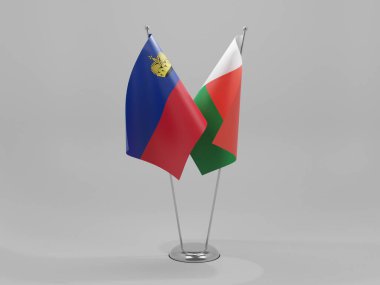 Madagaskar - Lihtenştayn İşbirliği Bayrakları, Beyaz Arkaplan - 3D Render