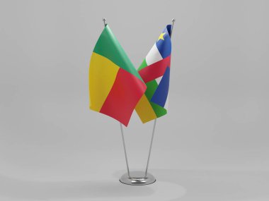 Orta Afrika Cumhuriyeti - Benin İşbirliği Bayrakları, Beyaz Arkaplan - 3D Render