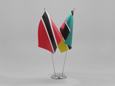 Mozambik - Trinidad ve Tobago İşbirliği Bayrakları, Beyaz Arkaplan - 3D Render