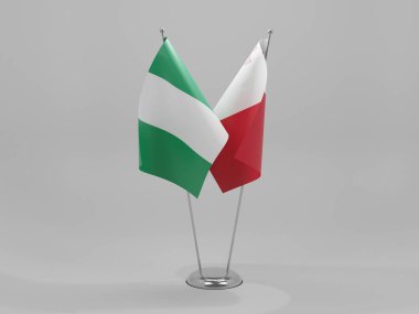 Malta - Nijerya İşbirliği Bayrakları, Beyaz Arkaplan - 3D Render