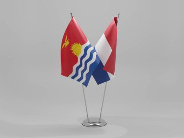Hollanda - Kiribati İşbirliği Bayrakları, Beyaz Arkaplan - 3D Render