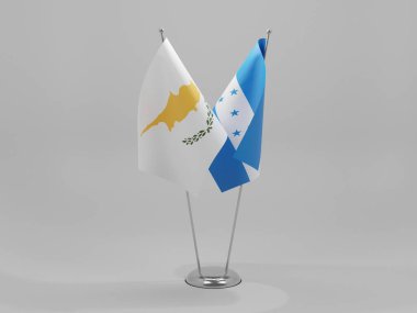Honduras - Kıbrıs İşbirliği Bayrakları, Beyaz Arkaplan - 3D Hazırlama