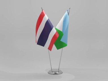 Cibuti - Tayland İşbirliği Bayrakları, Beyaz Arkaplan - 3D Yapılandırma