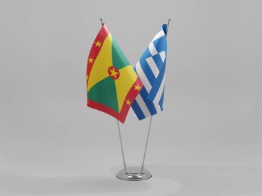 Yunanistan - Grenada İşbirliği Bayrakları, Beyaz Arkaplan - 3D Renklendirme