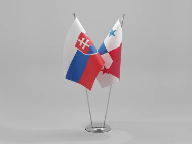 Panama - Slovakya İşbirliği Bayrakları, Beyaz Arkaplan - 3D Render