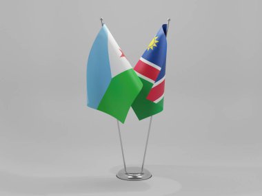 Namibya - Cibuti İşbirliği Bayrakları, Beyaz Arkaplan - 3D Yapılandırma