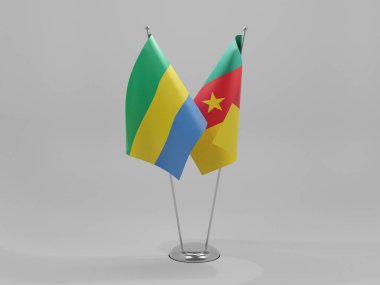 Kamera - Gabon İşbirliği Bayrakları, Beyaz Arkaplan - 3D Render