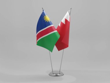 Bahreyn - Namibya İşbirliği Bayrakları, Beyaz Arkaplan - 3D Render