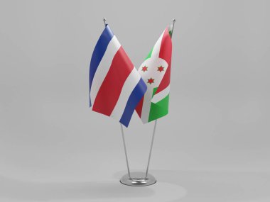 Burundi - Kosta Rika İşbirliği Bayrakları, Beyaz Arkaplan - 3D Render