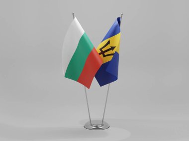 Barbados - Bulgaristan İşbirliği Bayrakları, Beyaz Arkaplan - 3D Hazırlama
