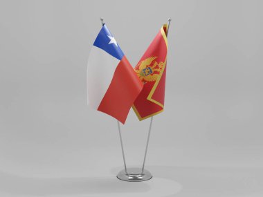 Karadağ - Şili İşbirliği Bayrakları, Beyaz Arkaplan - 3D Hazırlama