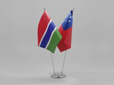 Samoa - Gambiya İşbirliği Bayrakları, Beyaz Arkaplan - 3D Render