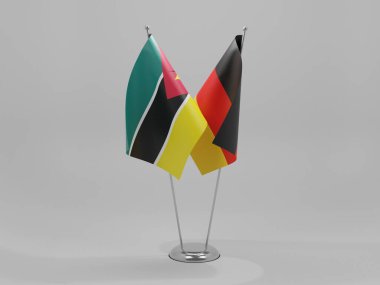 Almanya - Mozambik İşbirliği Bayrakları, Beyaz Arkaplan - 3D Render