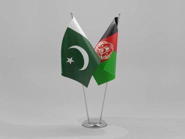 Afganistan - Pakistan İşbirliği Bayrakları, Beyaz Arkaplan - 3D Yapılandırma