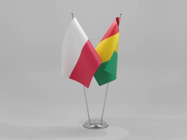 Gine - Polonya İşbirliği Bayrakları, Beyaz Arkaplan - 3D Render