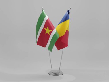 Chad - Surinam Cooperation Flags, Beyaz Arkaplan - 3D Render