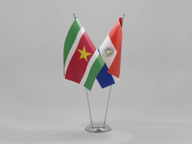 Paraguay - Surinam Cooperation Flags, Beyaz Arkaplan - 3D Render