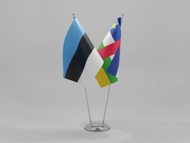 Orta Afrika Cumhuriyeti - Estonya İşbirliği Bayrakları, Beyaz Arkaplan - 3D Render