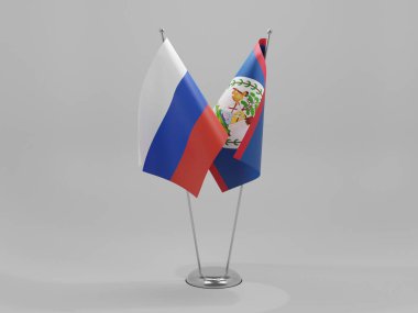 Belize - Rusya İşbirliği Bayrakları, Beyaz Arkaplan - 3B Yapılandırma