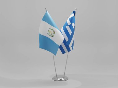 Yunanistan - Guatemala İşbirliği Bayrakları, Beyaz Arkaplan - 3D Render