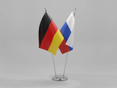 Rusya - Almanya İşbirliği Bayrakları, Beyaz Arkaplan - 3D Hazırlama