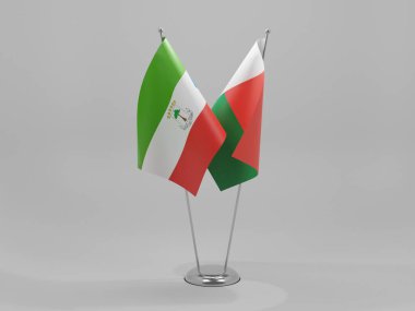 Madagaskar - Ekvator Ginesi İşbirliği Bayrakları, Beyaz Arkaplan - 3D Render
