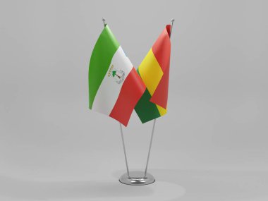 Bolivya - Ekvator Ginesi İşbirliği Bayrakları, Beyaz Arkaplan - 3D Render