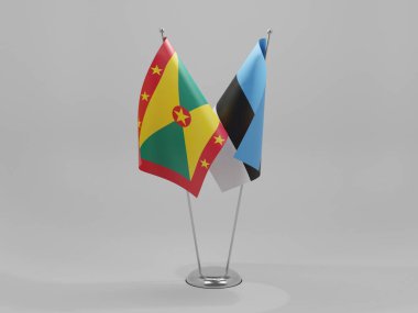 Estonya - Grenada İşbirliği Bayrakları, Beyaz Arkaplan - 3D Renklendirme