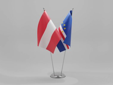 Cape Verde - Avusturya İşbirliği Bayrakları, Beyaz Arkaplan - 3D Render