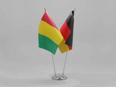 Almanya - Gine İşbirliği Bayrakları, Beyaz Arkaplan - 3D Render