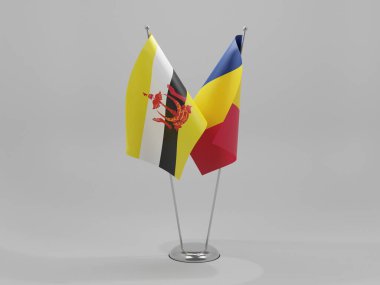 Çad - Brunei İşbirliği Bayrakları, Beyaz Arkaplan - 3D Yapılandırma