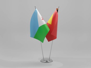 Doğu Timor - Cibuti İşbirliği Bayrakları, Beyaz Arkaplan - 3D Yapılandırma