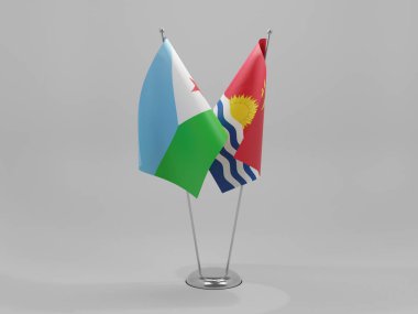 Kiribati - Cibuti İşbirliği Bayrakları, Beyaz Arkaplan - 3D Render