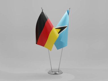 Saint Lucia - Almanya İşbirliği Bayrakları, Beyaz Arkaplan - 3D Render