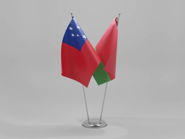 Belarus - Samoa İşbirliği Bayrakları, Beyaz Arkaplan - 3D Render