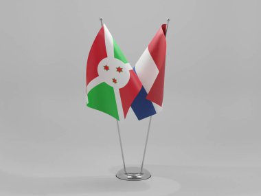 Hollanda - Burundi İşbirliği Bayrakları, Beyaz Arkaplan - 3D Render