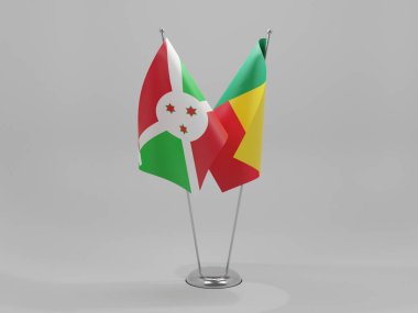 Benin - Burundi İşbirliği Bayrakları, Beyaz Arkaplan - 3D Render