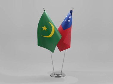 Samoa - Moritanya İşbirliği Bayrakları, Beyaz Arkaplan - 3D Render