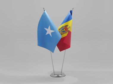 Moldova - Somali İşbirliği Bayrakları, Beyaz Arkaplan - 3D Render