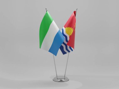 Kiribati - Sierra Leone İşbirliği Bayrakları, Beyaz Arkaplan - 3D Render