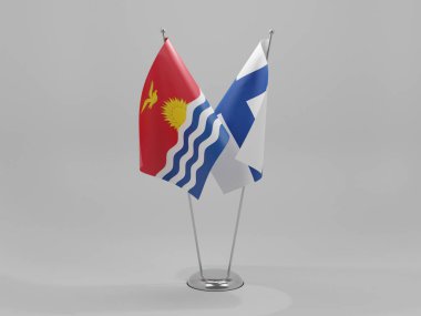 Finlandiya - Kiribati İşbirliği Bayrakları, Beyaz Arkaplan - 3D Render