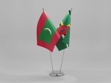 Dominica - Maldivler İşbirliği Bayrakları, Beyaz Arkaplan - 3D Render